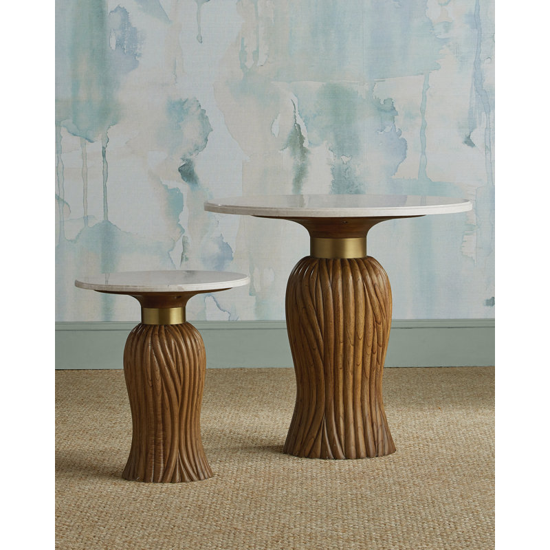 Tassel Marble End Table, 22.5" H x 19.5" W x 19.5" D