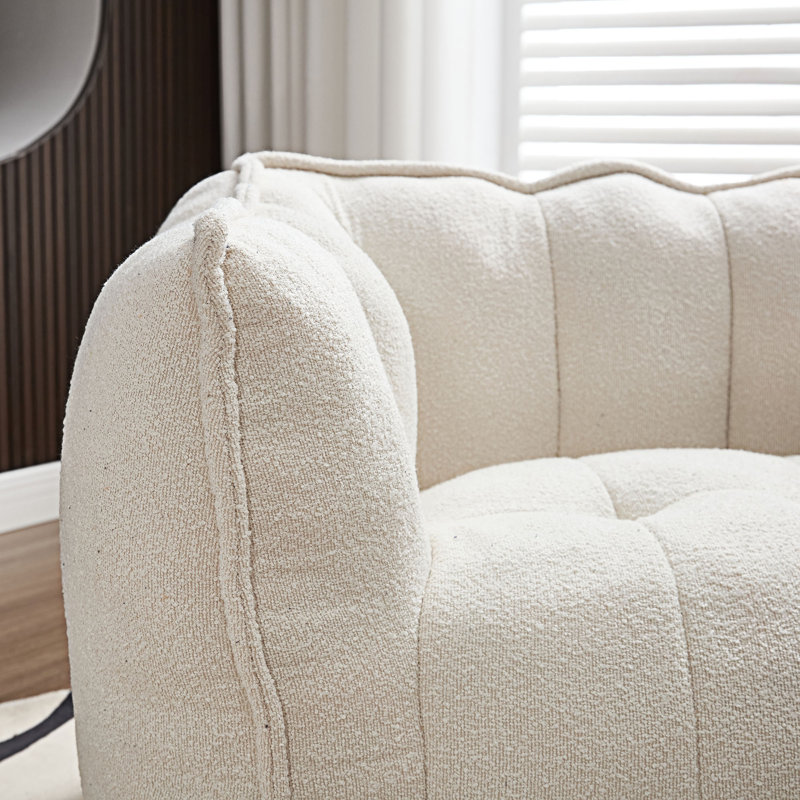 Sofas Upholstered Accent Chair with Ottoman, Beige Chenille, 23.23" H x 38.58" W x 31.5" D