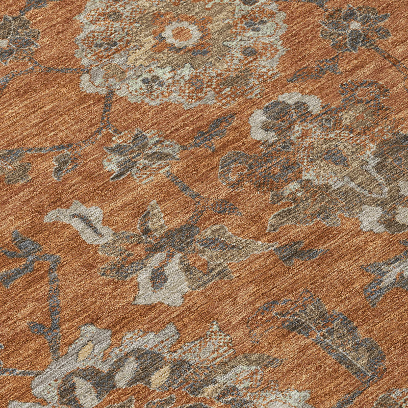 Machine Washable Indoor/Outdoor Chantille ACN2793 Global Rug, Paprika, 8' Round