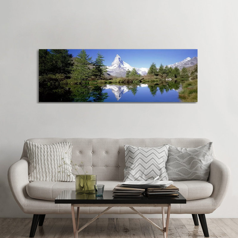 Matterhorn's Riffelsee Reflection, Valais, Switzerland - Wrapped Canvas Panoramic Print, 182.88 cm H x 60.96 cm W