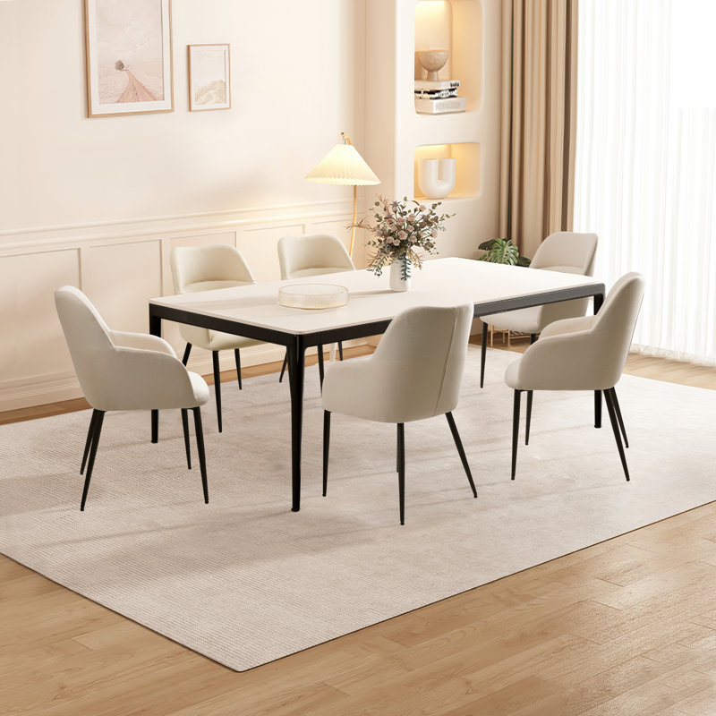 Sabid Velvet Upholstered Full Back Arm Chair, Cream