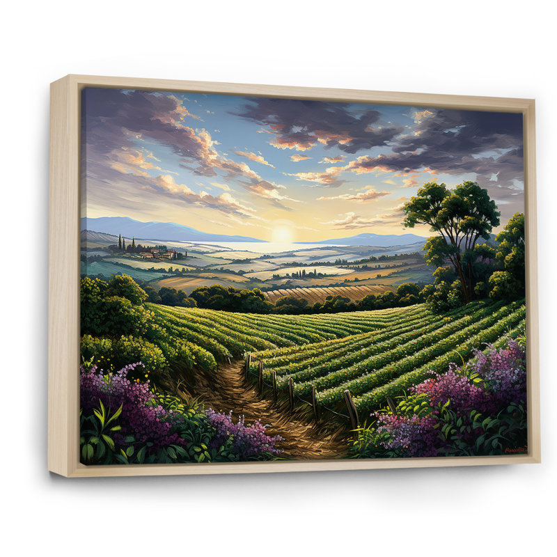 «Vineyard Charm», impression sur toile, Cadre naturel flottant, H 12 po x l 20 po