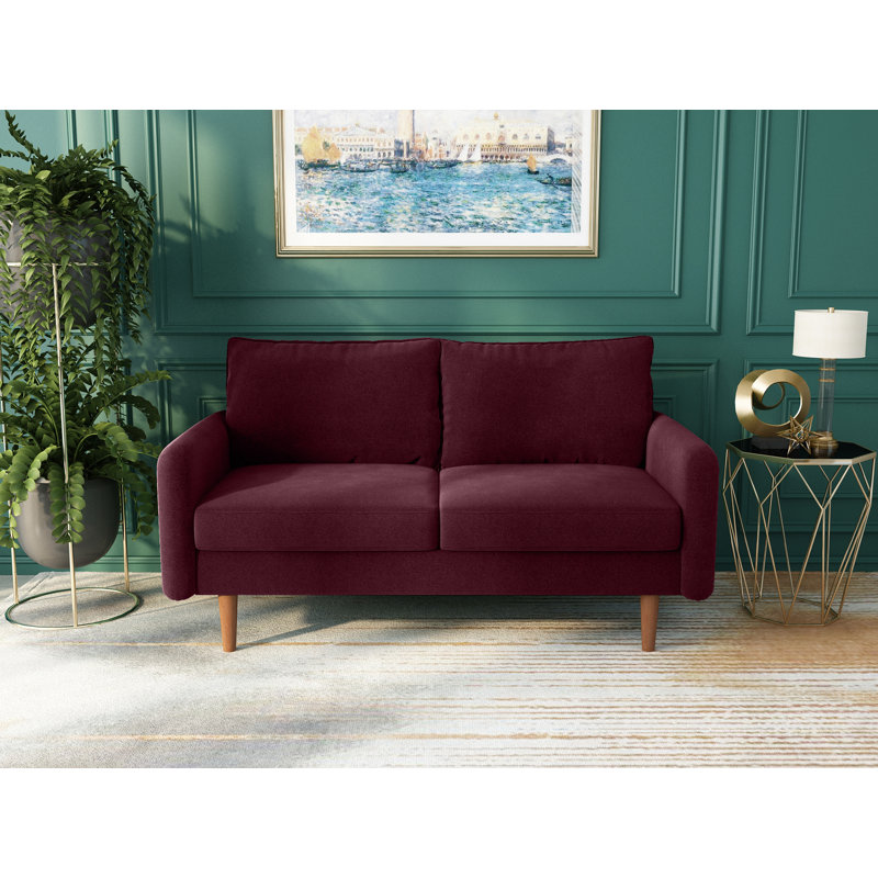 Morrone 57.8'' Velvet Loveseat, Burgundy Velvet