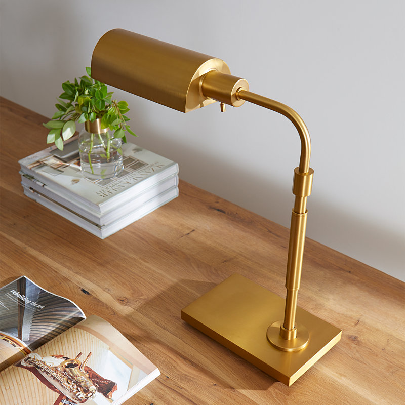 Tarpley Metal Desk Lamp, Burnished Brass