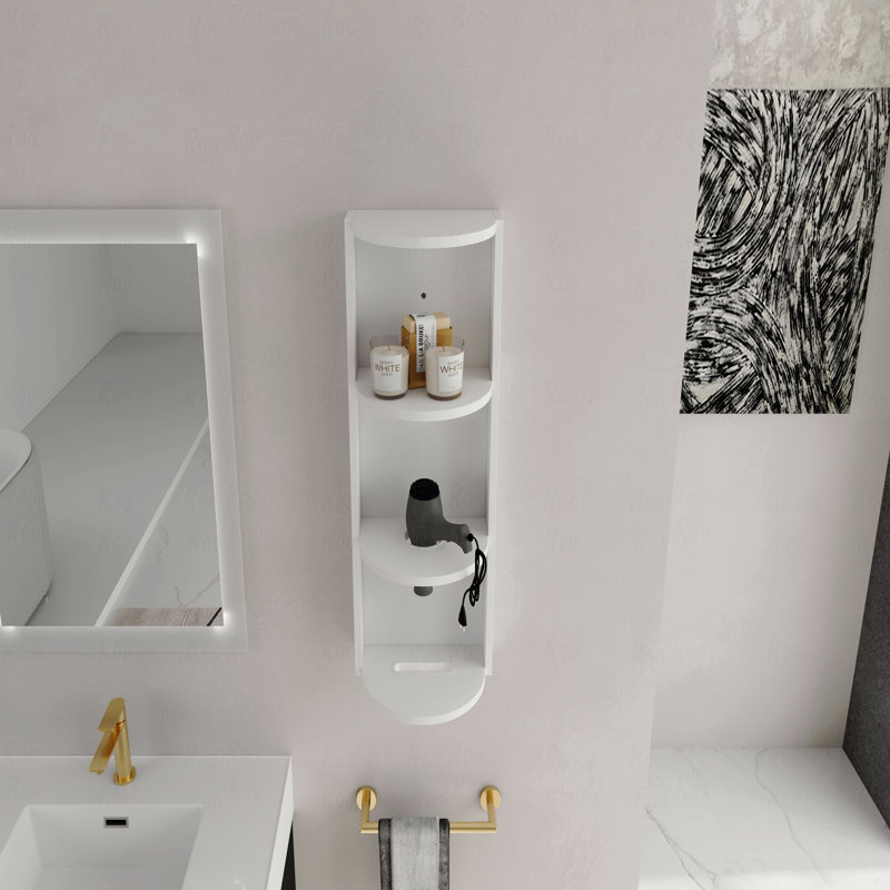 12" Bathroom Wall-Mounted Storage Rack, Float Mounting Design,(Kd-Packing), White