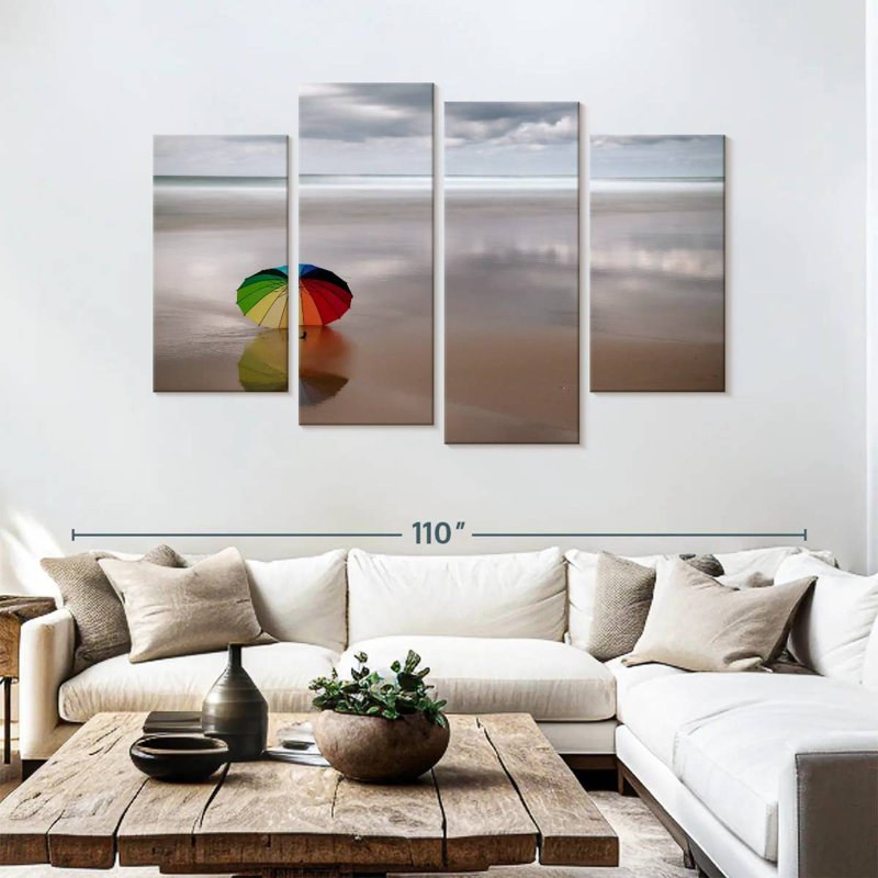 Parasol de plage Gillard Rainbow, H 54 po x l 84 po
