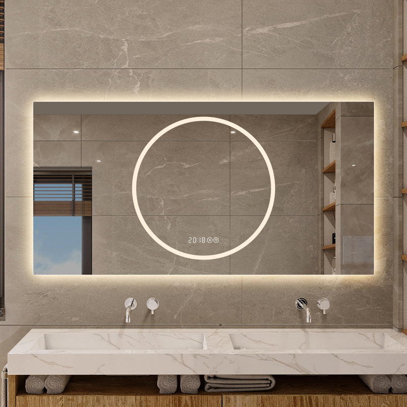 Miroir de salle de bain 48 po x 24 po avec brouillard, contrôle d'éclairage complet, fabrication durable, première conception