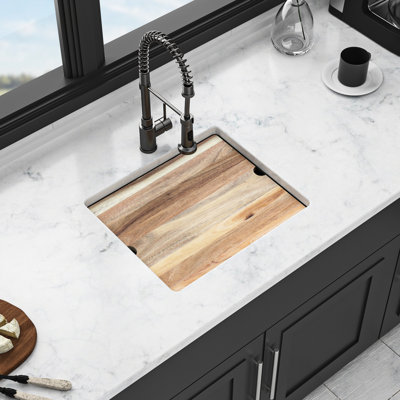 Black 21X18" Workstation Kitchen Sink Undermount, Fine - Grade Quartz Composite, Thick Strong And Quiet With Vibration Elimination, Non Scratch Hard Surface, Rounded Corners For Easy Wipe Down,