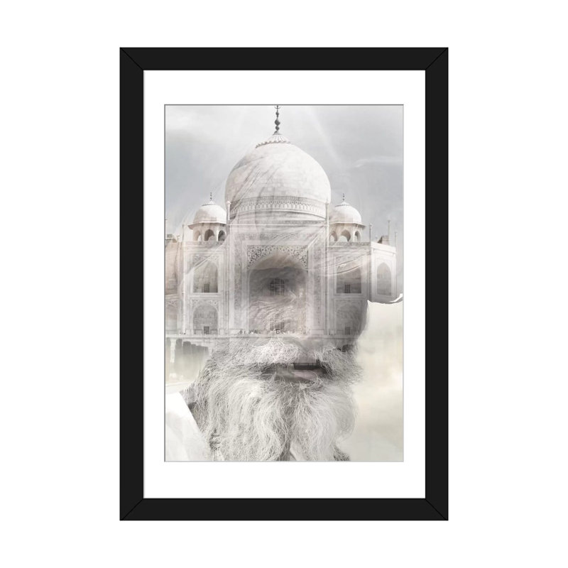 « indien sagesse », impression sur toile, H 24 po x l 16 po x P 1 po, Papier d'art encadré noir, Blanc