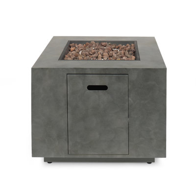 Square Iron Fire Pit - 50,000 Btu Rust-resistant Finish With Built-in Propane Tank Space, No Assembly