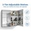 Armoire à pharmacie fonctionnelle à double porte de 30 po x 26 po: aluminium, fixation en surface ou miroir encastré pour la salle de bain