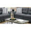 Modern Living Space - 2 pièces en polyfibre gris anthracite brillant, structure en pin massif, base en contreplaqué, dossier rembourré, coussins à rayures, pieds en bois en polyfibre contemporain, pour la décoration de la pièce