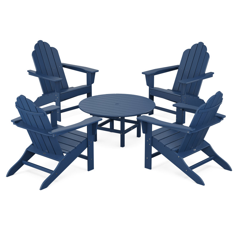 POLYWOOD Long Island Adirondack 5-Piece Conversation Group, Navy