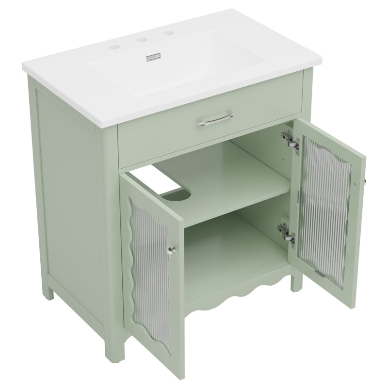 Meuble-lavabo moderne 31 "avec plateau en céramique, Vert