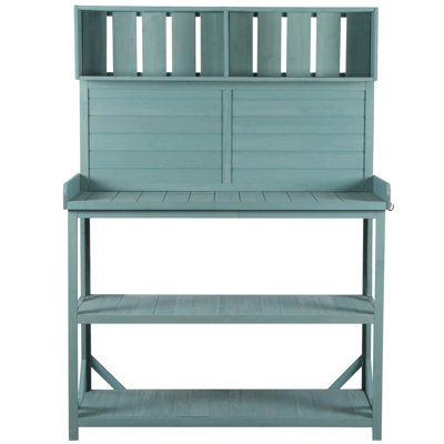 Garden Potting Bench In , 4 Shelves And Side Hook, Build Patio Table With Made Of Solid Wood