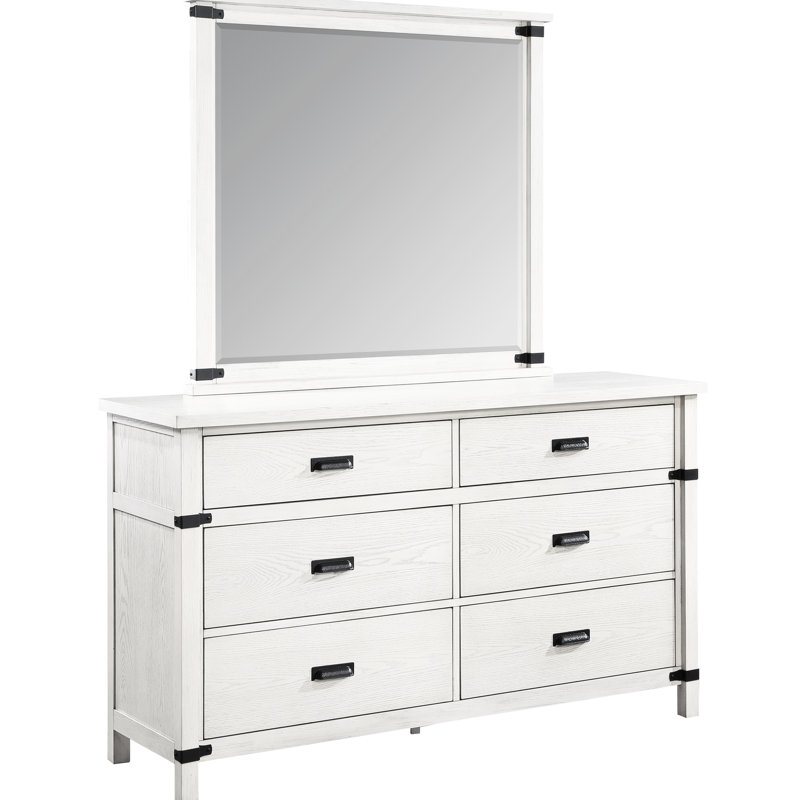 Miroir de chambre à coucher rectangulaire antique blanc antique - Style moderne incarné pour ajouter du caractère