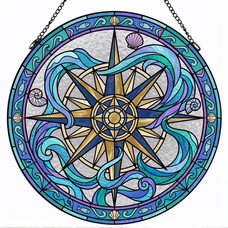 Vitrail Compass Rose, H 7,8 po