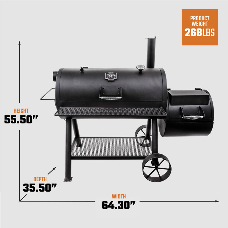Fumoir à charbon et gril à débit inversé Longhorn avec surface de cuisson de 1060 po² en noir