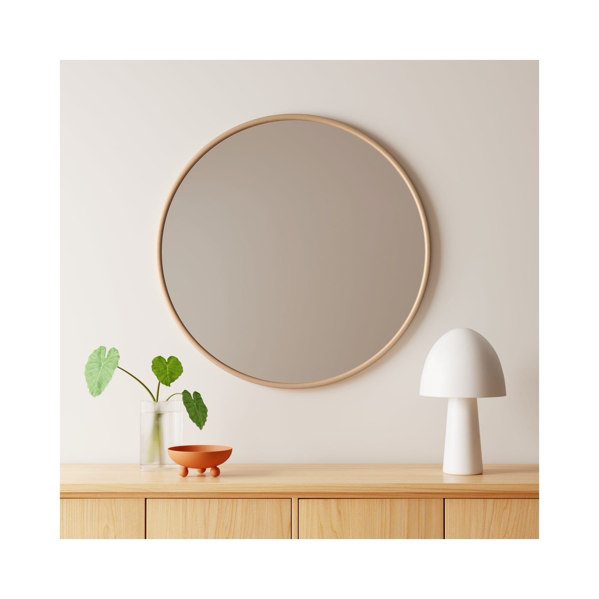 Sabine Metal Round Wall Mirror, 28" x 28", Brass