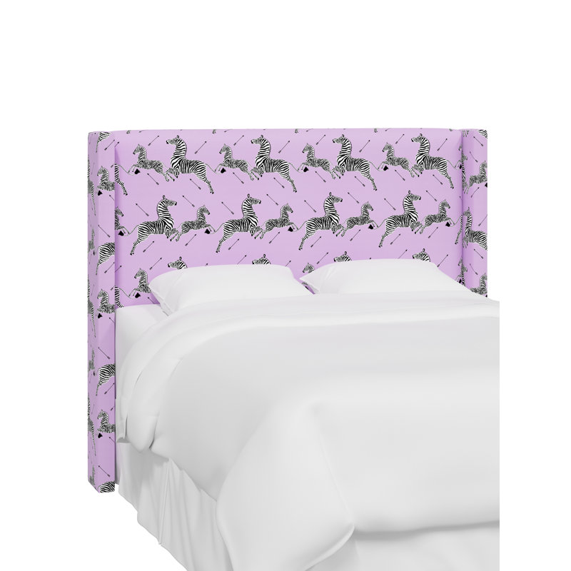 Hudson Upholstered Headboard, California King, Scm Zebras Lilac Linen