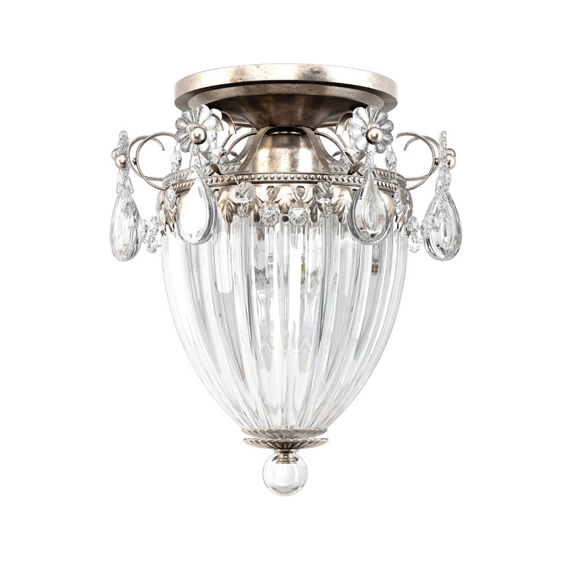 Bagatelle 3 - Light Semi Flush Mount, Antique Silver, Heritage Crystal