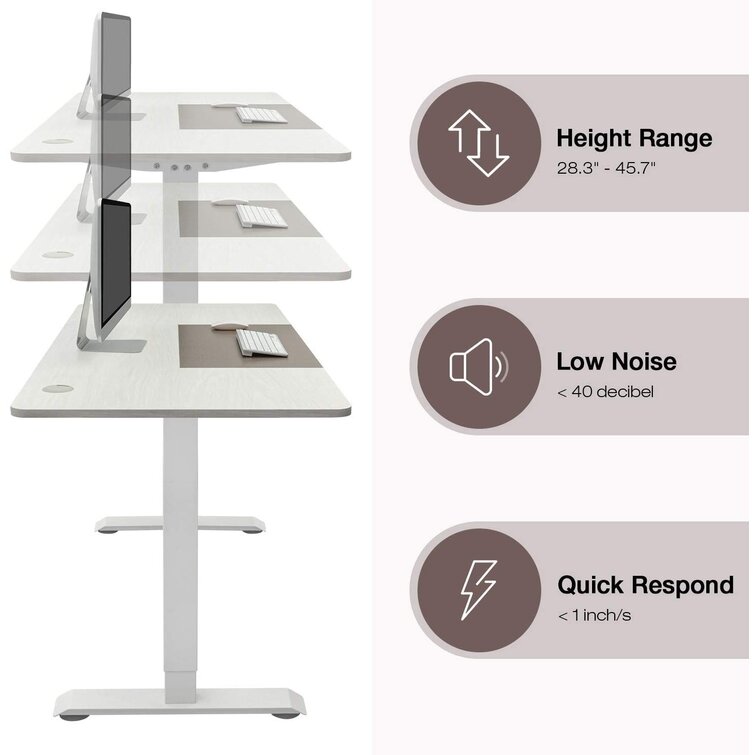 Inbox Zero Leverne 55.1'' W Height Adjustable Rectangle Standing Desk