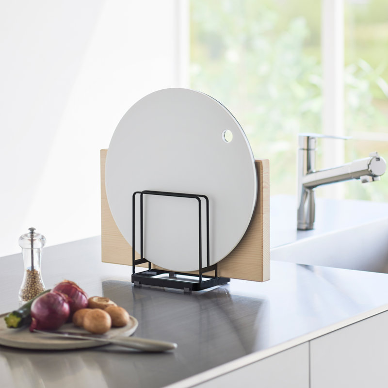 Black Steel Cylinder Crock Cutting Board Stand
