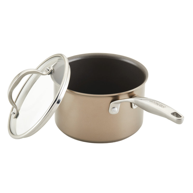 Bronze 3-Quart Nonstick Aluminum Saucier with Glass Lid