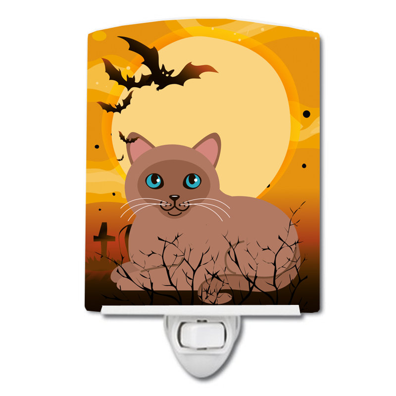 Éclairage de nuit en céramique pour chat tonkinese Halloween