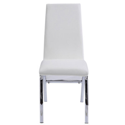 Pervis White Synthetic Leather & Chrome Finish Side Chair (Set Of 2)