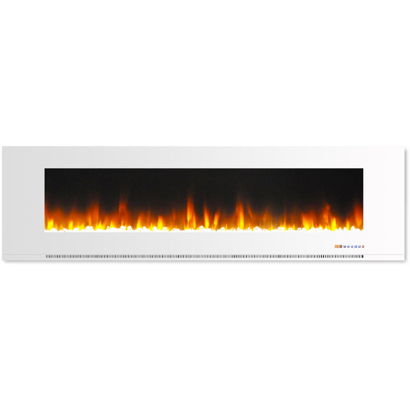 Cambridge Wall Mount Electric Fireplace Heater with Remote Control for Indoor Use in Living Room, Bedroom, Home Office, White