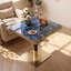Table bistro moderne carrée, petite table basse en marbre de 23,7 po avec finition en agate bleue brillante et bordure en acier inoxydable, base piédestal en acier au carbone robuste pour les petits espaces, appartement