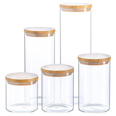 Argon Tableware  Scandi Storage Jar Set with Wooden Lids