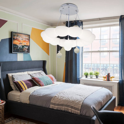 Modern 19.6-Inch Cream-Style Cloud Chandelier For Living Room, Bedroom, Kids Room