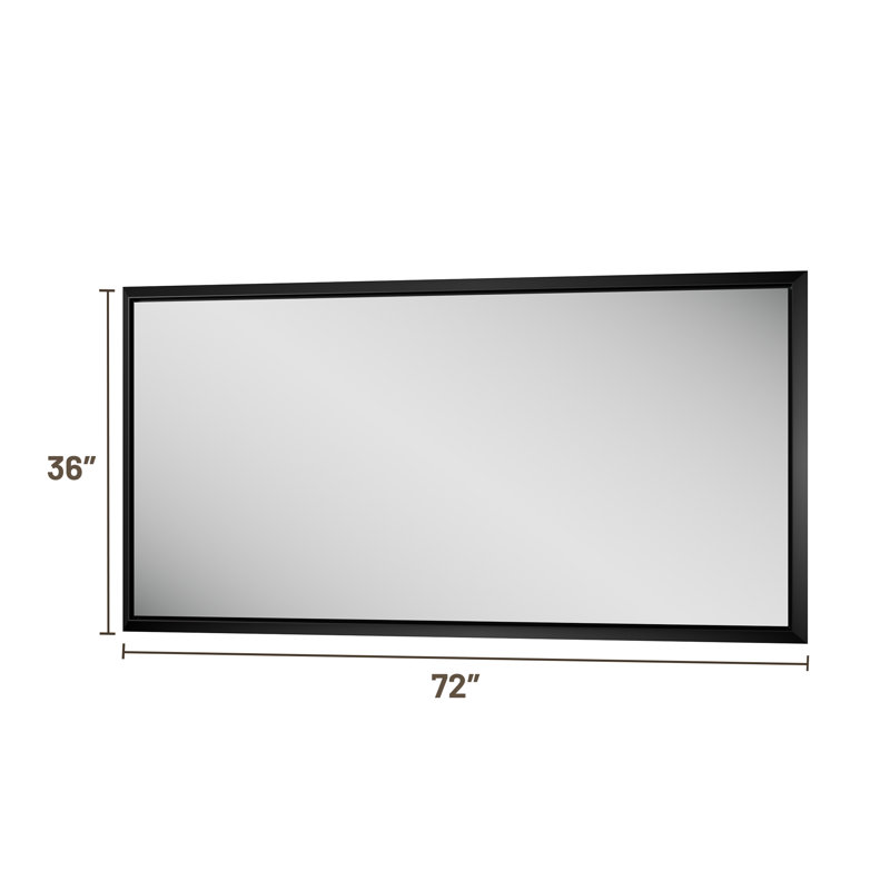 Sweeny Rectangle Shatterproof Metal Wall Mirror, 36" x 72", Black