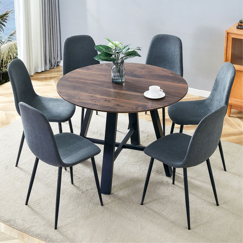 Table de salle à manger moderne de 42 pouces de diamètre Assorti à la technologie - chaises de salle à manger en tissu. Convient pour la cuisine, la salle à manger, etc.