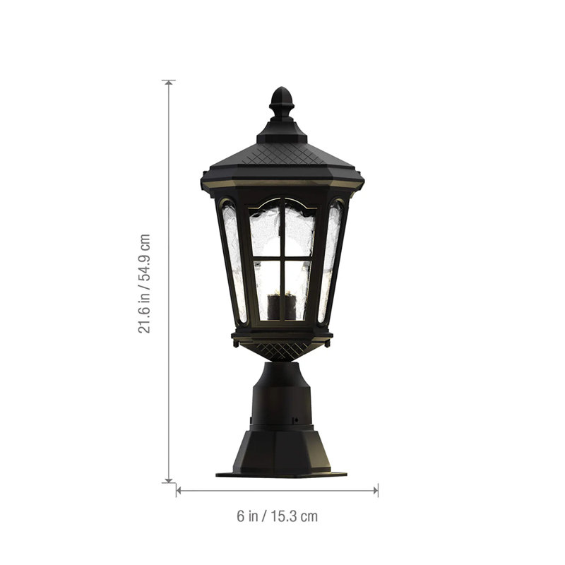 Bentham 1- Light Black 22" H Glass Outdoor Pier / Post Mount Light - Delberta