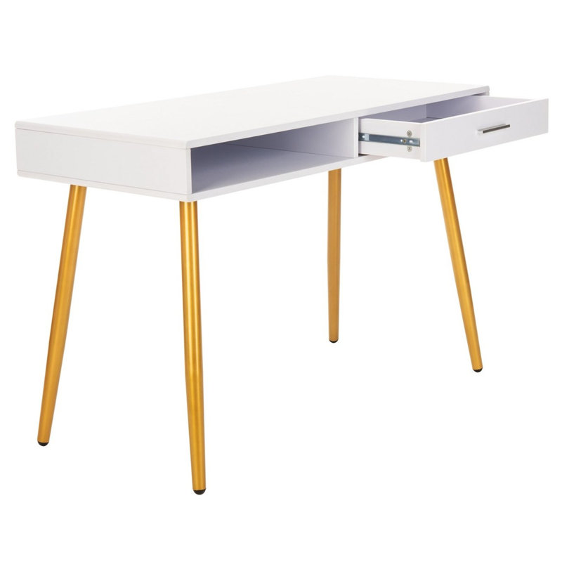 Saxatil Writing Desk, White/Gold