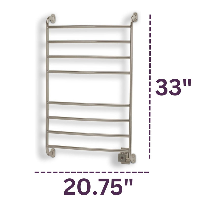 Satin Nickel Wall Mounted Towel Warmer Rack with 8 Bars
