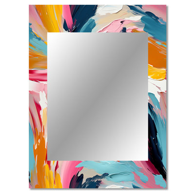 Colorful Vibrant Paint Swirl Bliss - Abstract Decorative Mirror, Modern Large Wall Mirror, Printed Metal Art