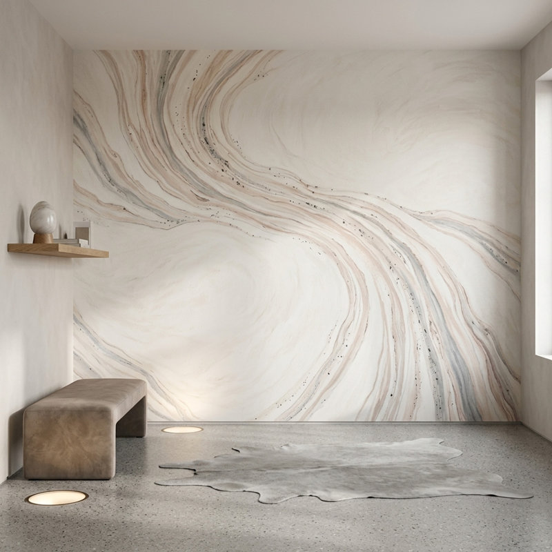 Décoration murale amovible en marbre veiné de pierre abstraite, 120 po x 96 po, Peler et coller