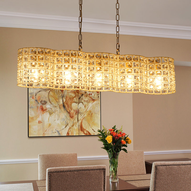 Lustre ovale en cristal 5 lumières pour table de salle à manger Luxe, H 10,20 po x l 40,20 po x P 8,30 po