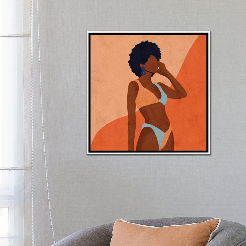 « Jaz » par Reyna Noriega-impression, H 26 po x l 26 po x P 1,5 po, Toile blanche encadrée, Pas de tapis