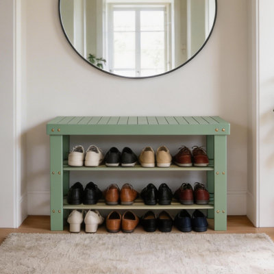 Babb Wood Shelves Storage Bench
