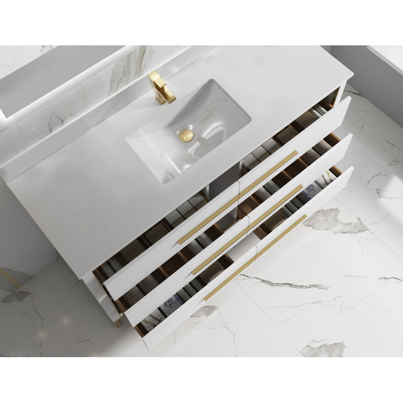 60'' Single Bathroom Vanity with Stone Top