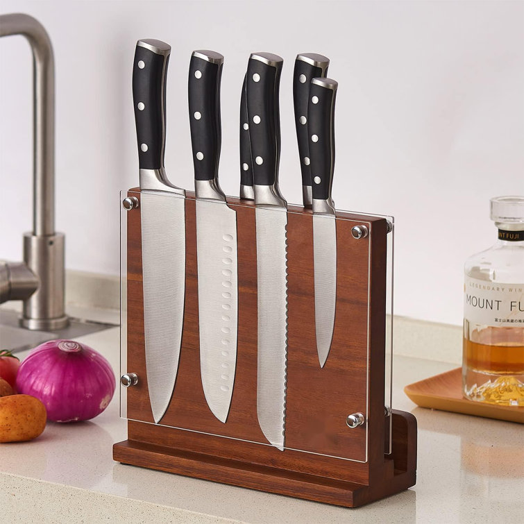 Leather & Oak Magnetic Knife Block