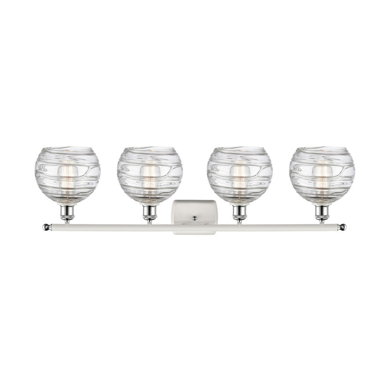 Éclairage pour salle de bain 3 lumières Halvorson, Blanc / chrome poli, Transparent, Ampoule incandescente rétro de 60 watts