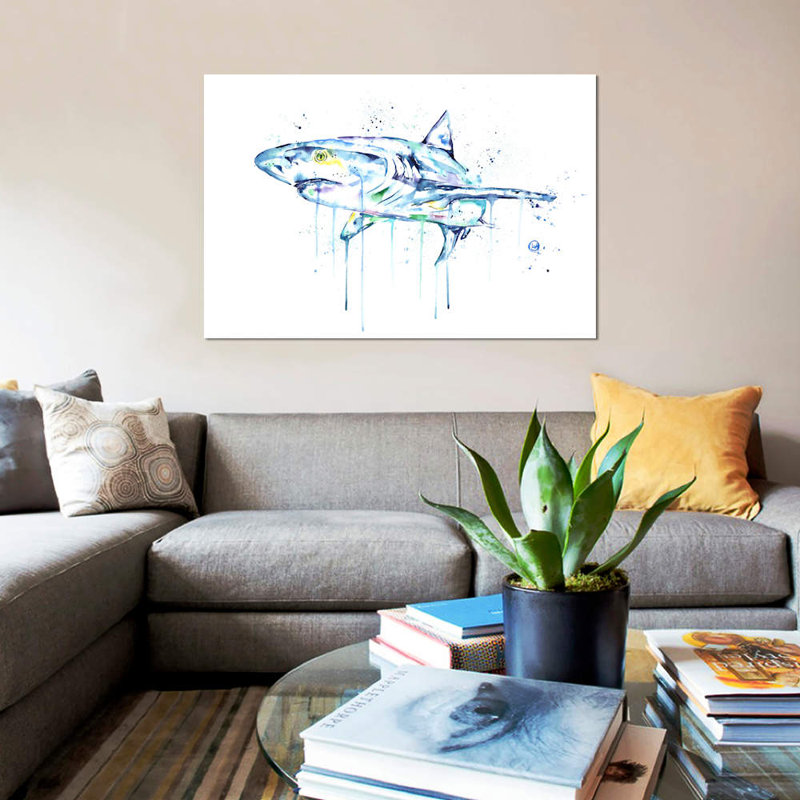 " Shark " by Lisa Whitehouse, 40" H x 60" W x 1.5" D, No Mat, Wrapped Canvas