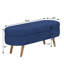 Banc de rangement ovale bleu 43,5 po x 16 po x 16 po, pieds en bois d'hévéa, repose-pieds et siège alternatifs, espace, assemblage simple, ornement en tissu plissé, - Matériau avec housse, ou fonction, caractéristique, rapide