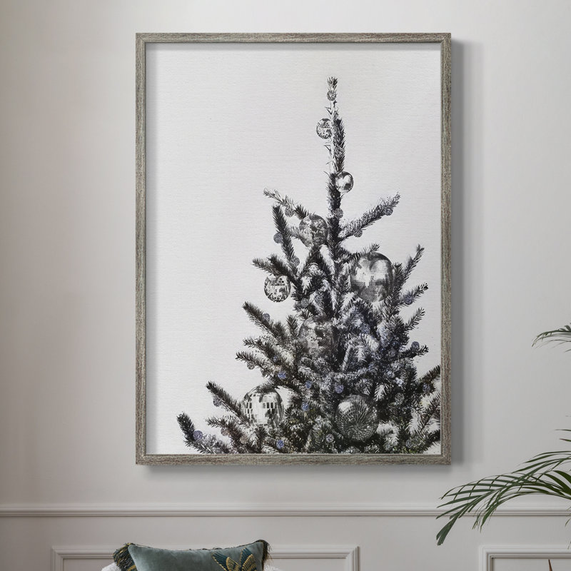 Disco Christmas Tree I, reproduction encadrée - bois massif, H 30 po x l 24 po